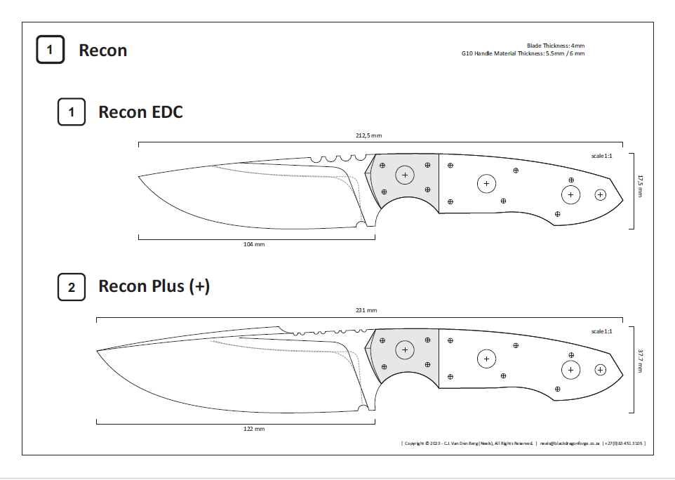 printable knife patterns