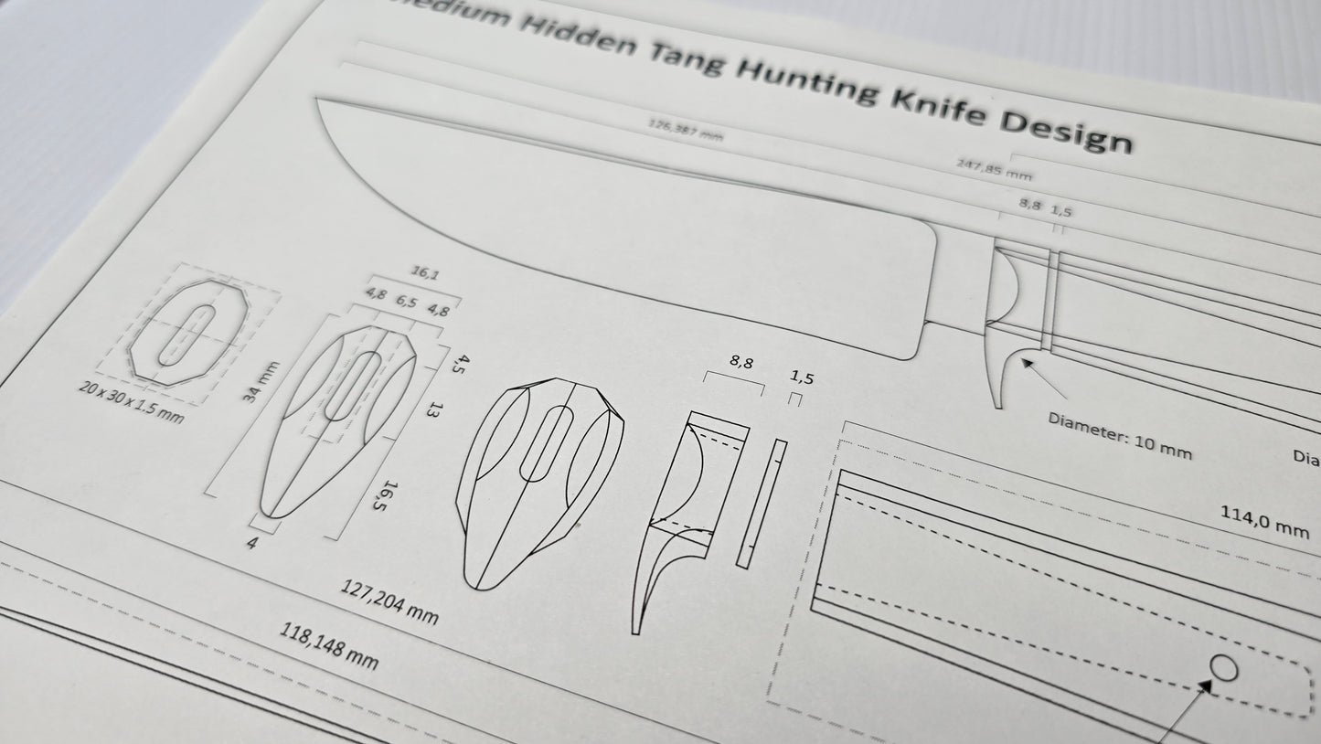 Medium Hidden Tang Hunting Knife Design